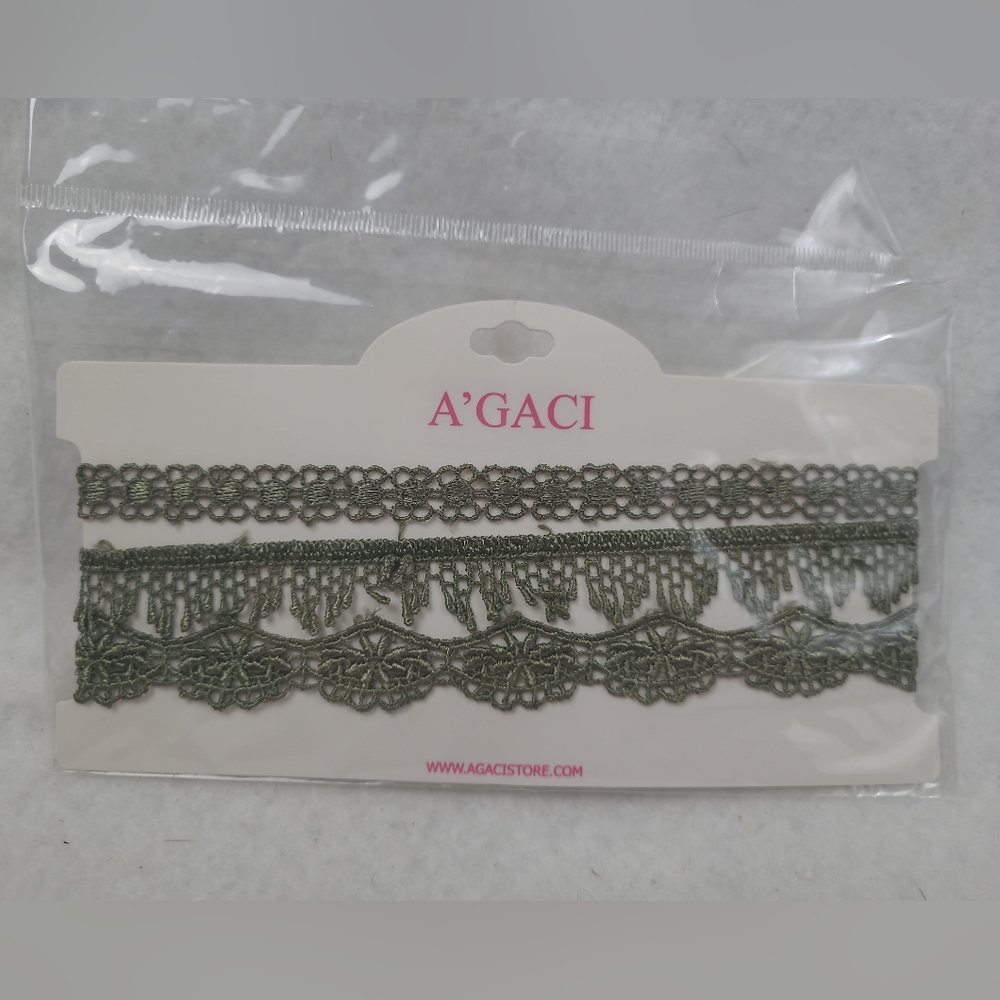 A'gaci Green and Lace braided Chokers. 3 pieces. Brand new
